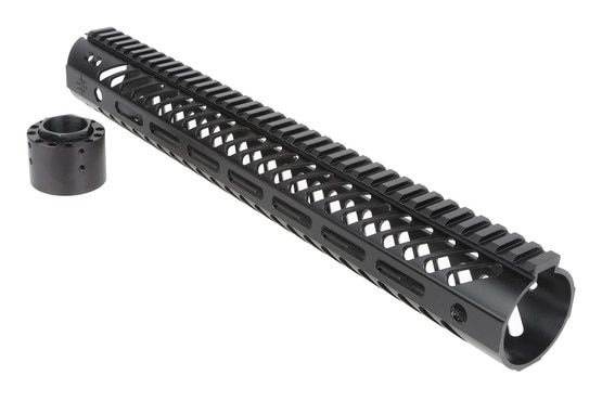 The Seekins Precision MCSR handguard 15 inch features a black anodized finish and a steel barrel nut